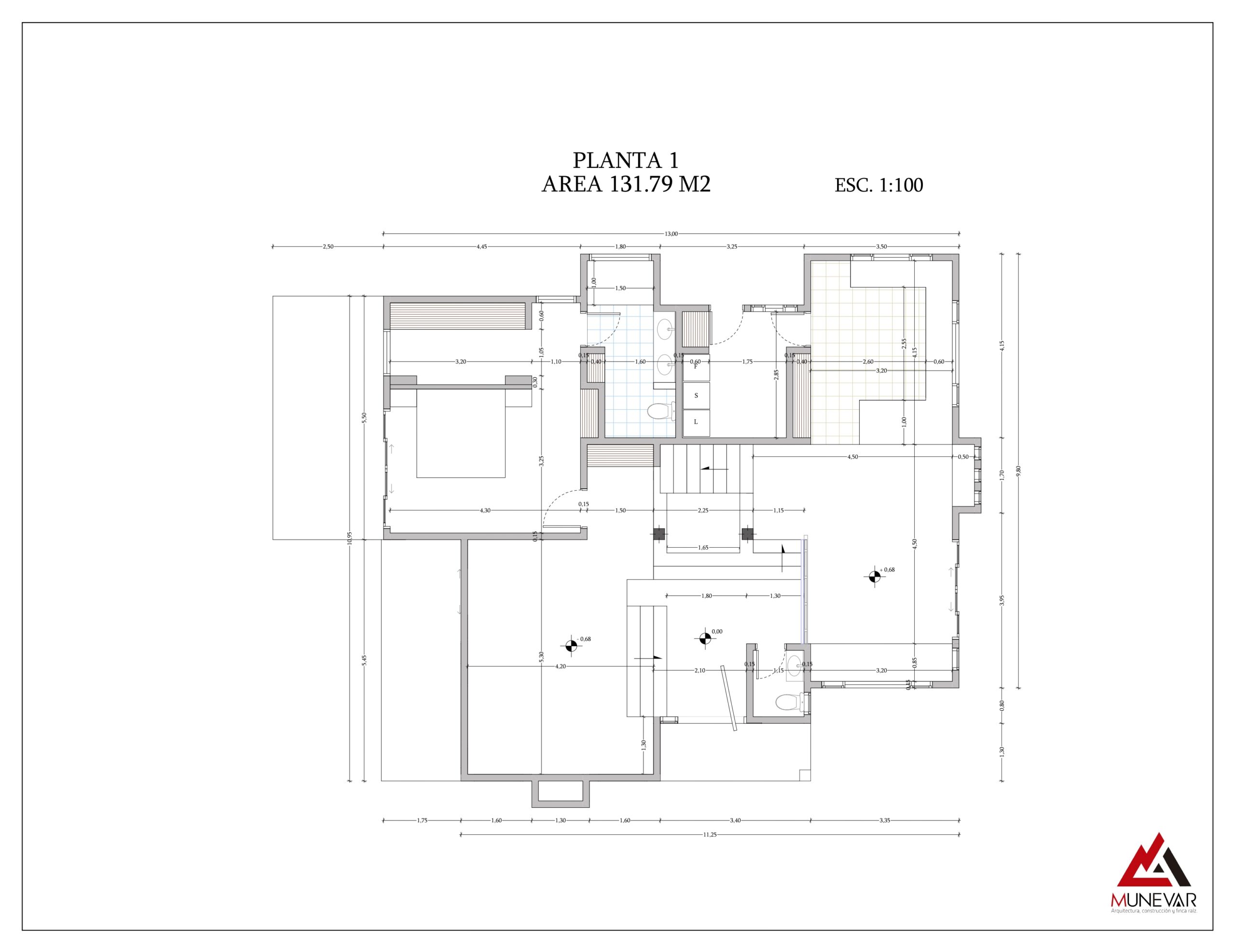 plano de la planta uno finca raiz en villa de leyva